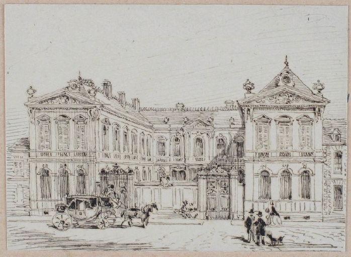 Amiens : façade de l'hôtel de M. de Franqueville, construit par Herbault, (vers 1850) ; Amiens : hôtel de M. de Franqueville
