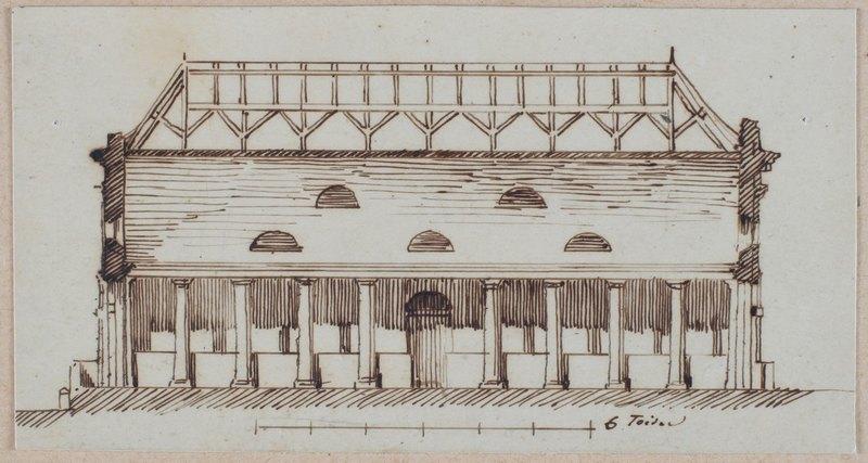 Amiens : coupe longitudinale de la boucherie neuve, (vers 1840) ; Amiens : boucherie neuve (autre titre)