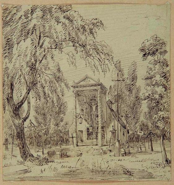 Amiens : calvaire au cimetière du Blamont, (vers 1850) ; Amiens : cimetière du Blamont. Le Calvaire (autre titre)