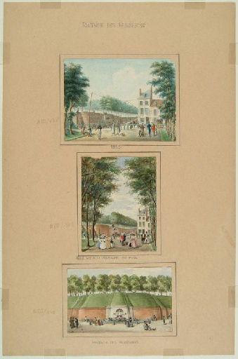 Amiens : la promenade du mail et la fontaine des Rabuissons ; Amiens : fontaine des Rabuissons, 1825. Vue de la promenade du Mail