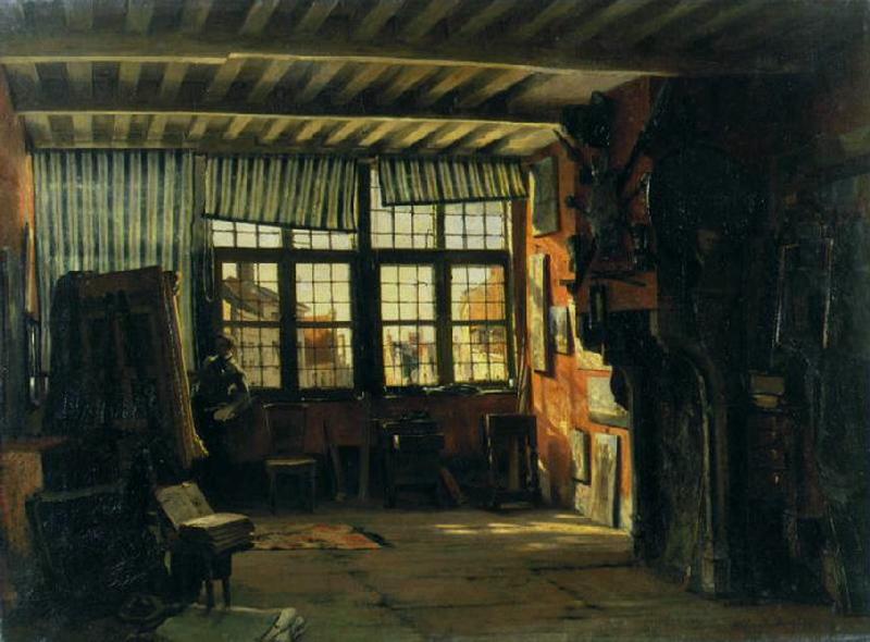 Intérieur de l'atelier d'un peintre à Bruxelles