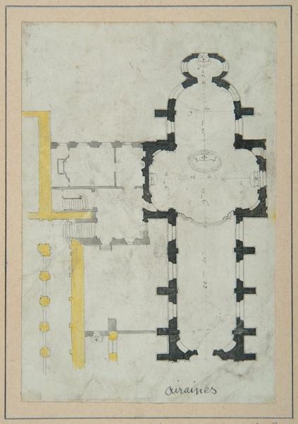 Plan coté d'une église d'Airaines ; Airaines : Plan de l'église (autre titre)