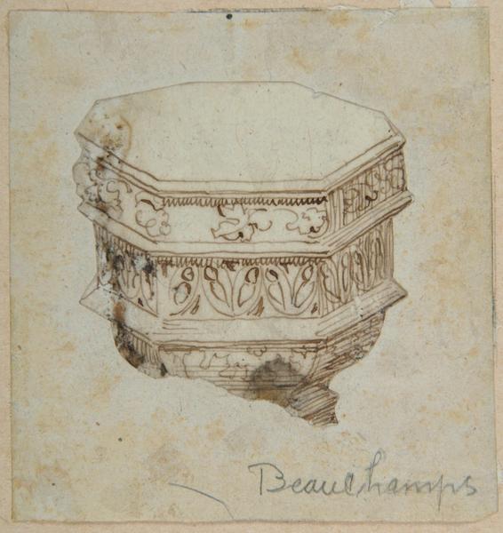 Fragment des fonts baptismaux de Beauchamps ; Beauchamps : Fonts baptismaux (autre titre)