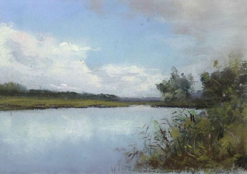 Paysage : Plan d'eau et berges (titre factice)