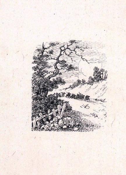 Paysage : un groupe de cavaliers armés quitte un groupe de fantassins ; Un homme en costume 17e-18e siècle attend au pied d'un mur (titre factice)