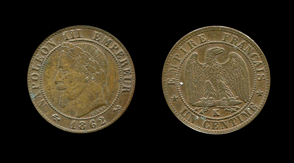 Napoléon III un centime type tête laurée