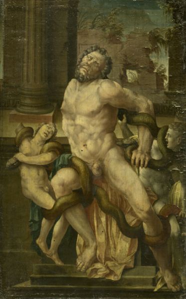 Laocoon étouffé avec ses fils par deux serpents monstrueux (d'après le bronze antique du Vatican)