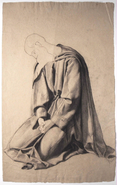 Etude de moine agenouillé (Etude pour la figure d'Antoine dans le tableau "La Mort de Saint Paul, premier ermite", cathédrale de Grasse)