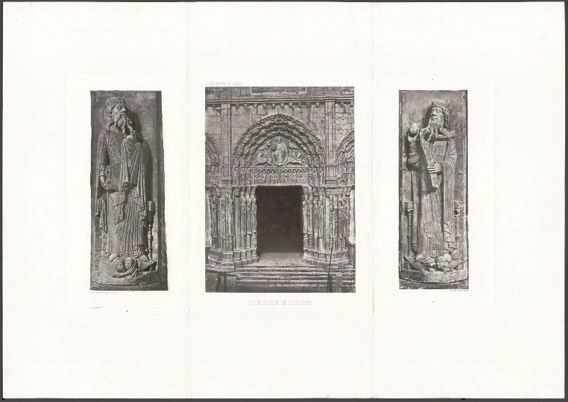 Cathédrale de Chartres, porte centrale du portail royal avec de chaque côté deux moulages en plâtre