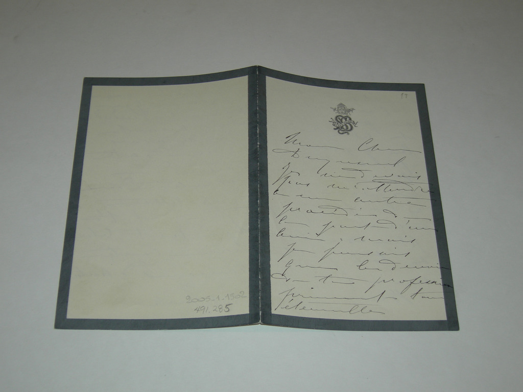 Lettre de Sarah Bernhardt à M. Choquenel de la Comédie Française