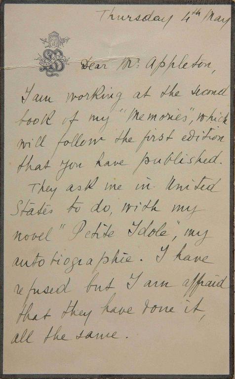 Lettre à M. Appleton