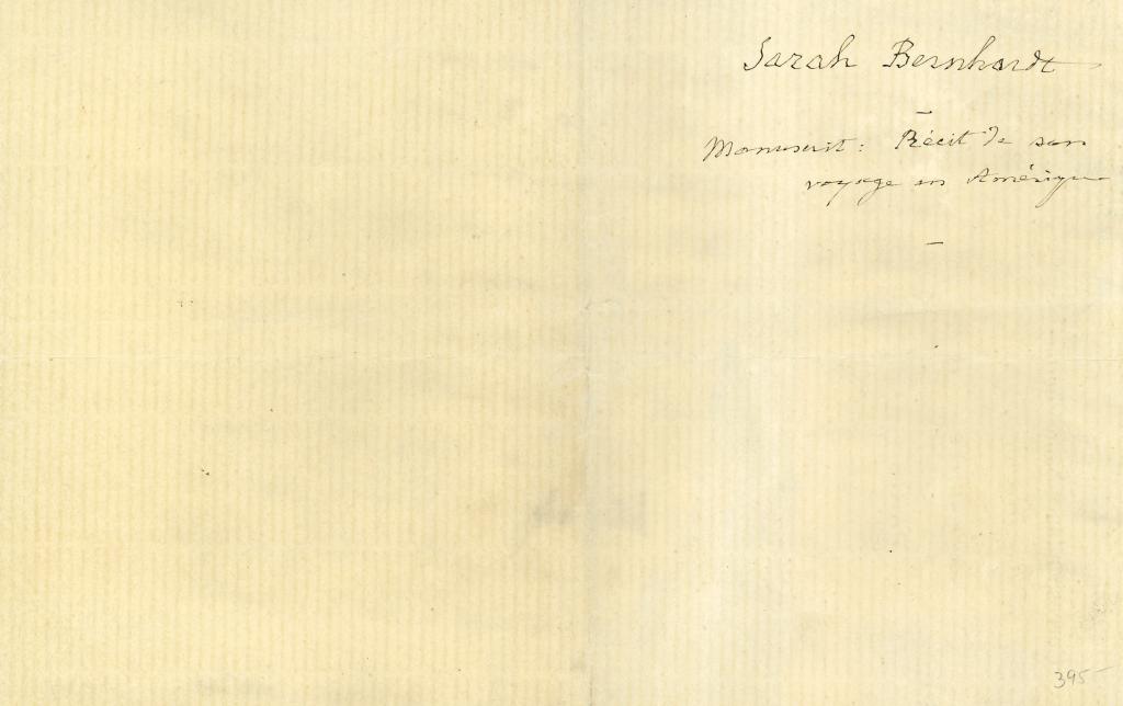 Manuscrit du récit de son voyage en Amérique, Page de Titre