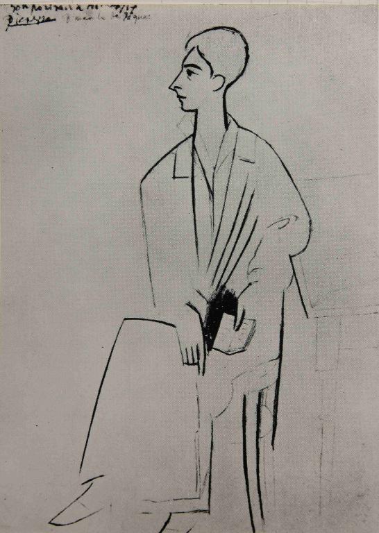 Reproduction photographique : dessin de Picasso "Portrait de Cocteau pour Parade"