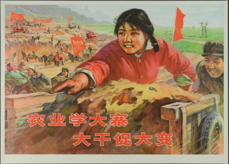 Dans l'agriculture, prenons Dazhai en exemple et redoublons nos efforts dans la promotion des grands changements (titre en français) ; 农业学大寨 大干促大变 (titre en chinois)