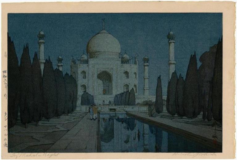 Les jardins du Taj Mahal de nuit (titre de l'estampe traduit)#タージ マハルの庭夜 (titre de l'estampe en kanji)#Tajimaharu no niwa yoru (translittération)