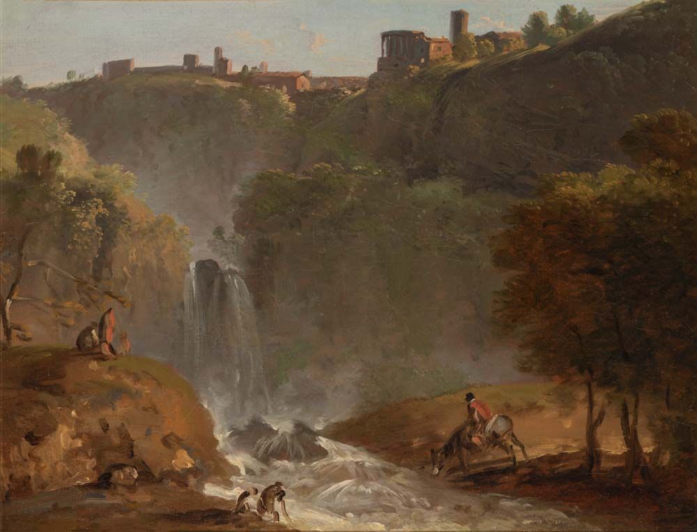 Les Cascatelles de Tivoli avec figures esquissées