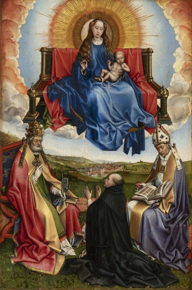 La Vierge en gloire entre saint Pierre et saint Augustin vénérée par un donateur (titre factice)