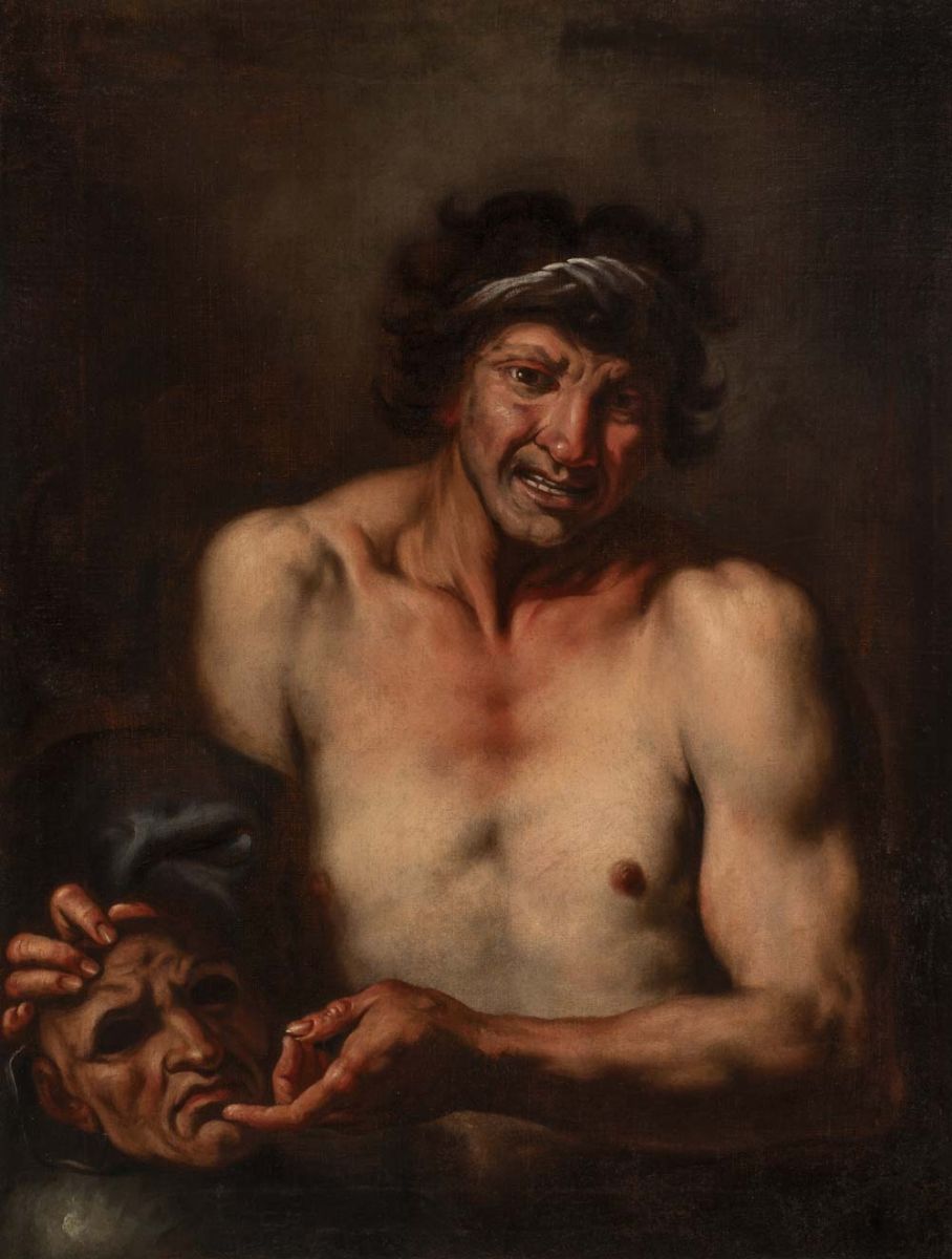 Allégorie du rire ; Homme tenant une tête tranchée