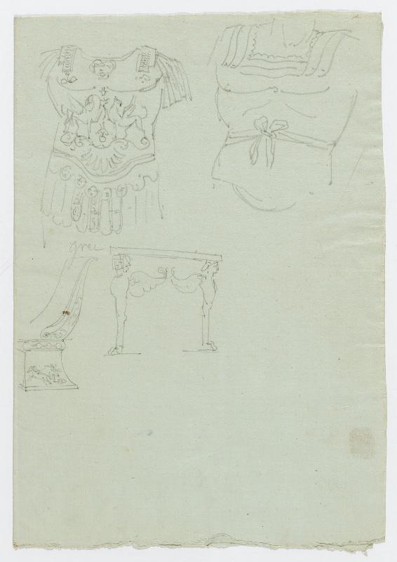 Etude de meubles et de cuirasses antiques