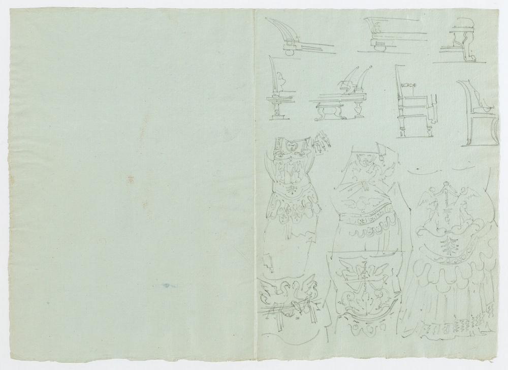 Etude de meubles et de cuirasses antiques