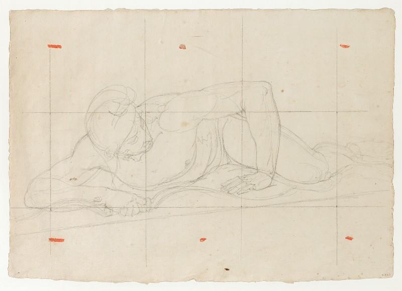 La mort d'Alcibiade, Homme couché tenant un arc