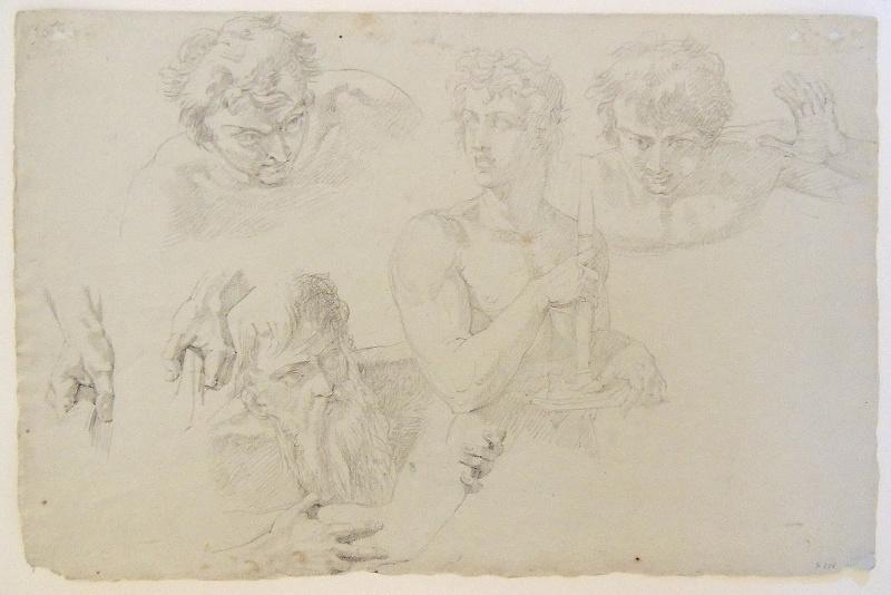 La résurrection d'Eutique, Etude de têtes et de mains