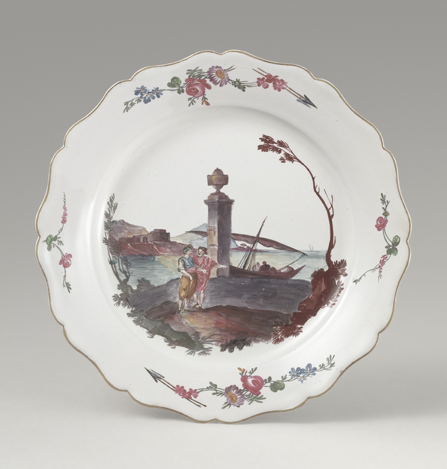 Assiette circulaire à double flèche
