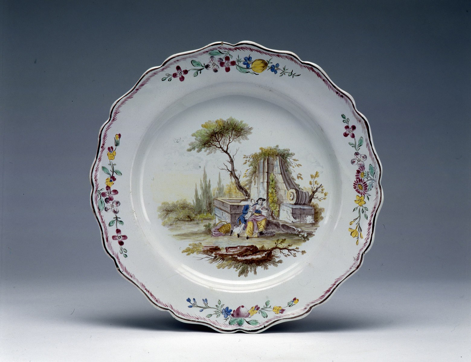 Assiette avec paysage