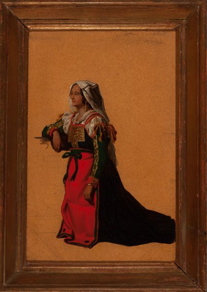Femme à genoux, costume d'arfatine (Abruzzes)