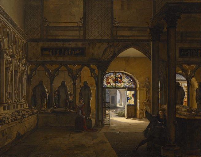 La Folie de Charles VI ; Vue de la salle du XIVe siècle au musée des Monuments Français
