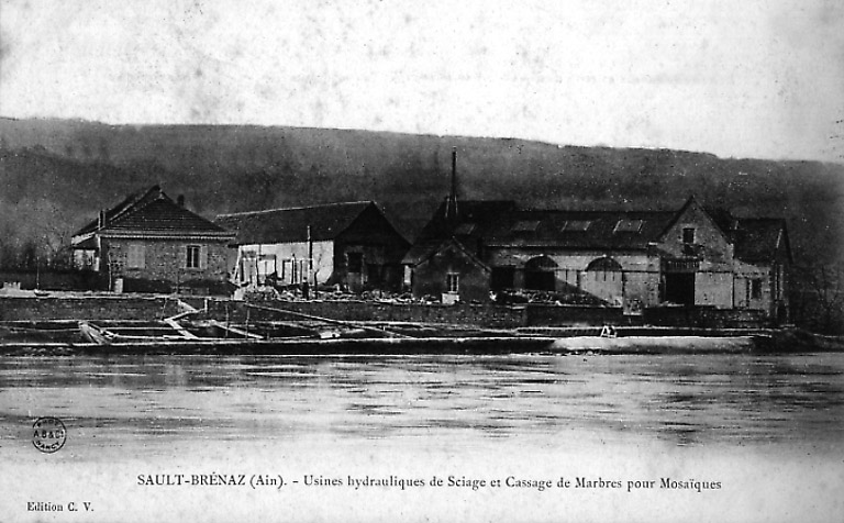 Sault Brenaz (Ain) : Usines hydrauliques de sciage et cassage de marbre pour mosaïques