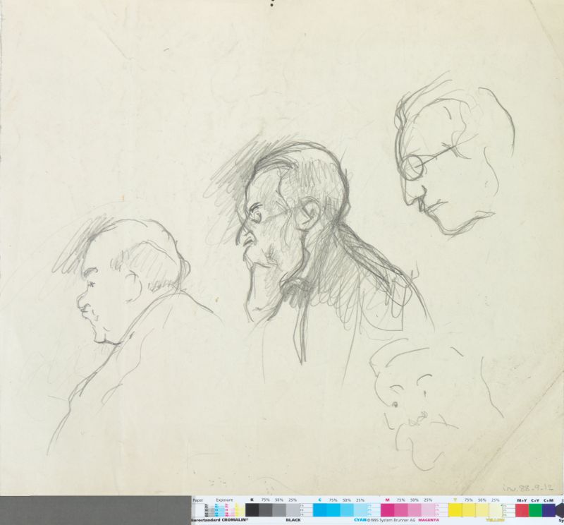 Etude de quatre profils gauches d'hommes