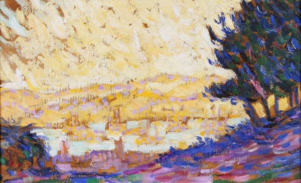 Saint-Tropez. Soleil couchant sur la ville ; Le Bourg dans le vallon (Ancien titre)