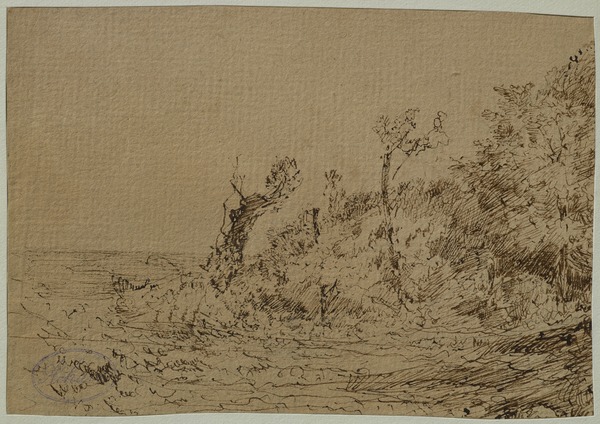 Paysage au bord de mer - crique ; Arbres au bord de l'eau (Ancien titre)