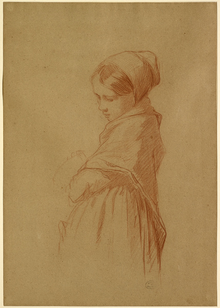 Jeune Fille affligée (Etude pour Soldats distribuant le pain aux indigents) ; Jeune fille affligée (Ancien titre) ; Jeune fille attristée (Autre titre)