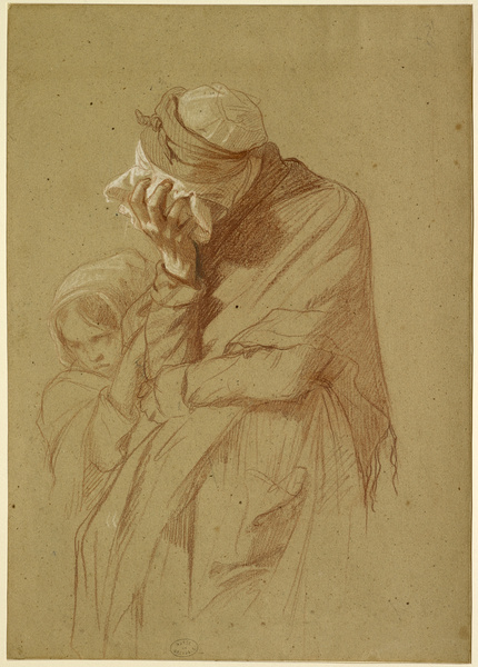 Vieille Femme et petite fille (Etudes pour La Mort d'une soeur de charité) ; Vieille femme et petite fille éplorées (Ancien titre) ; Femme pleurant et petite fille (Autre titre)
