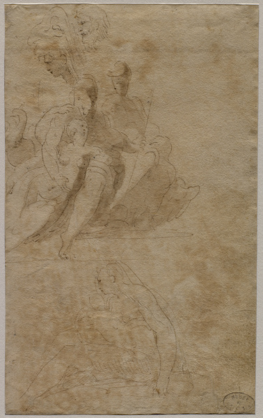 Feuille d'études, d'après Parmigianino ; Croquis à la plume et sépia (Ancien titre)