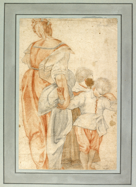 Femme vue de dos avec deux enfants ; Etude pour les fresques du cloître de l'Annunziata à Florence (Ancien titre)