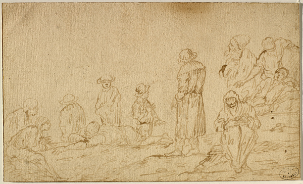 Groupe de onze figures ; Paysans au repos (Ancien titre)