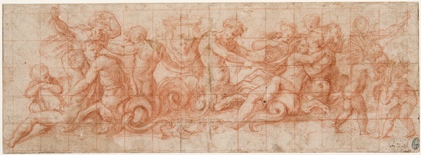 Frise avec des divinités marines et des putti jouant ; Frise de Tritons (Ancien titre)