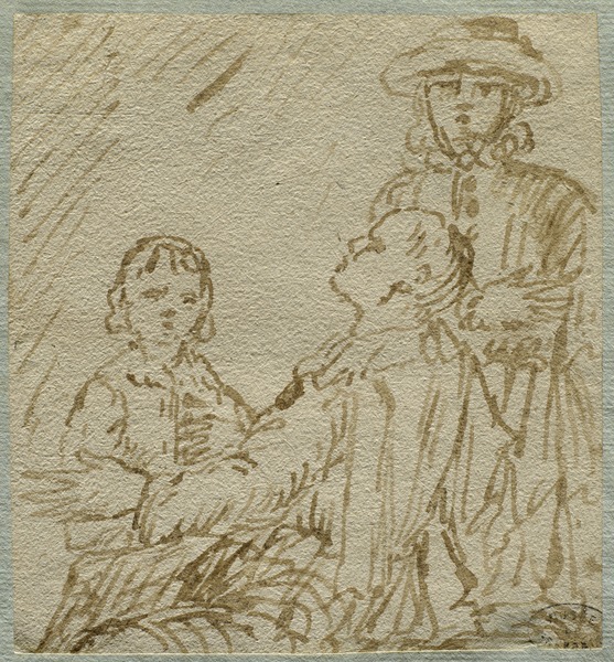 Trois figures ; Croquis à la plume (Ancien titre) ; Femme assise, homme et enfant (Autre titre)