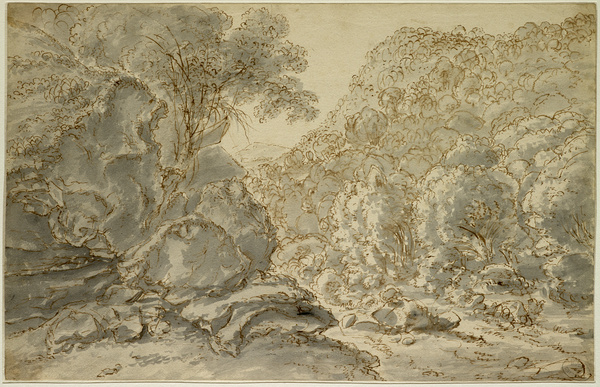 Paysage ; Rivière dans la montagne (Ancien titre) ; Vallée boisée (Autre titre)