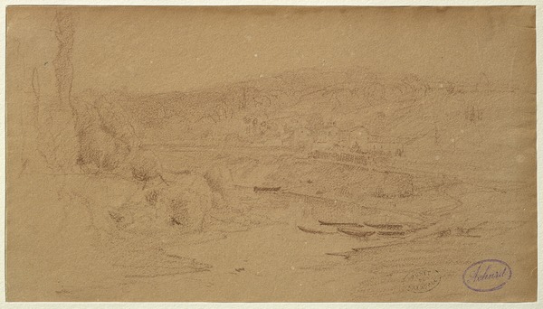 Paysage avec barques ; Barques sur une rivière, bords de l'Oise (Ancien titre)