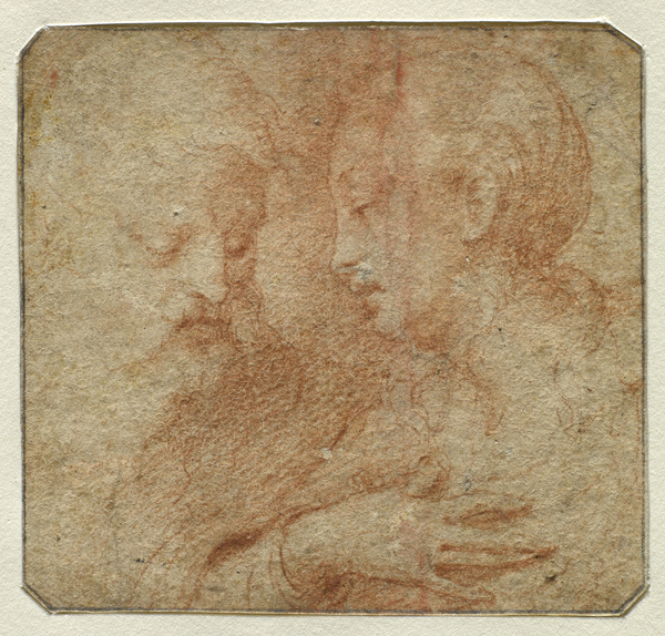 Etude d'une tête masculine et d'une tête féminine ; Femme et vieillard (Ancien titre)