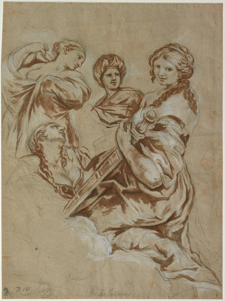 Quatre figures féminines ; Projet de fresque du Palais Barberini à Rome (Titre attribué) ; Quatre femmes jouant du violoncelle (Ancien titre)