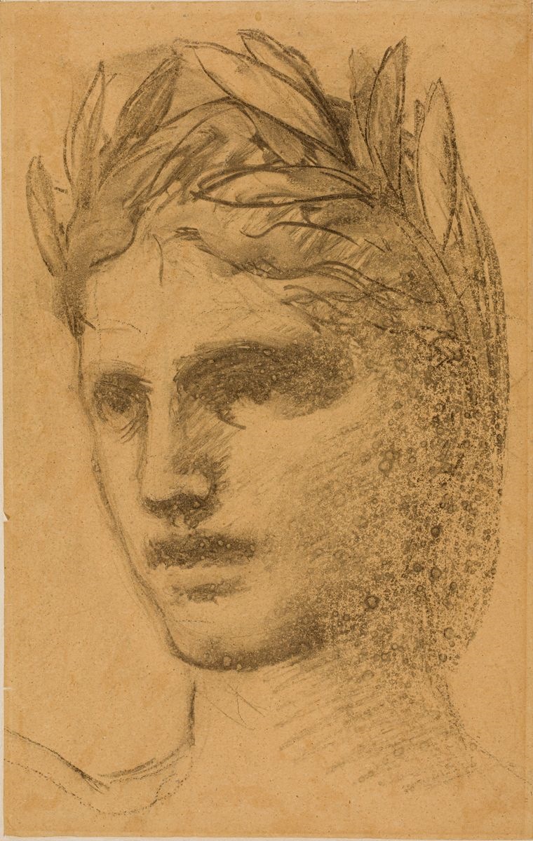 Tête de femme couronnée de lauriers ; Étude pour Le Bois sacré