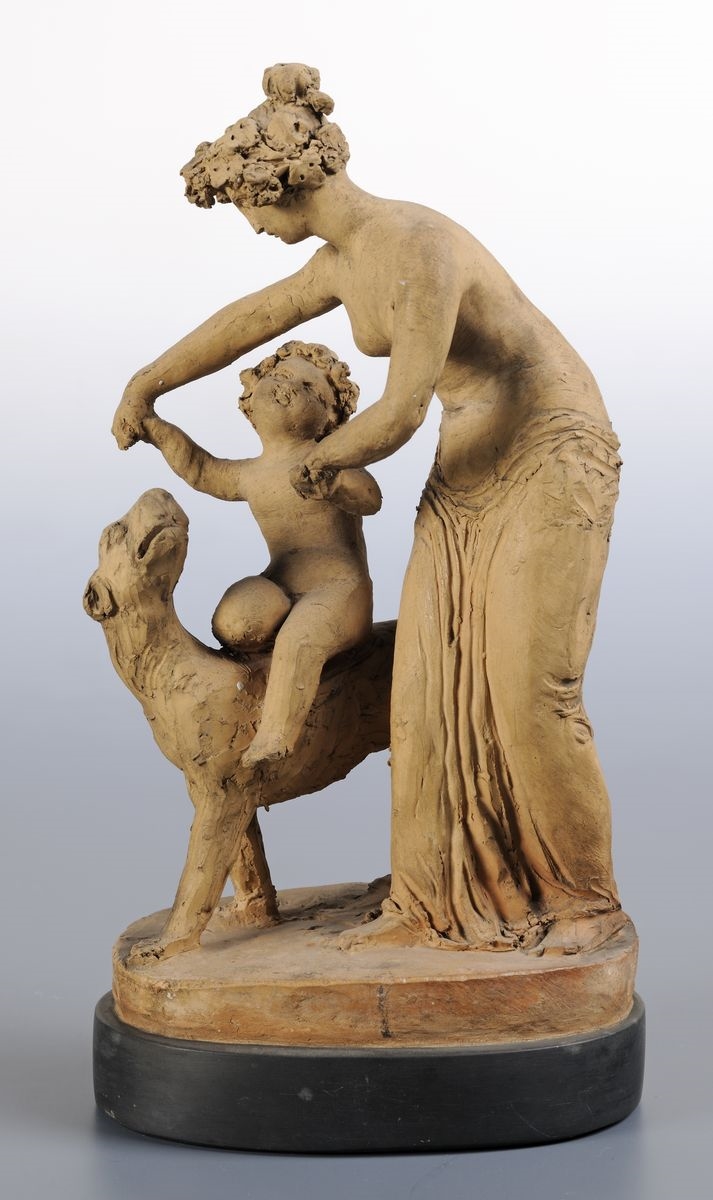 Bacchante tenant Bacchus enfant sur une panthère