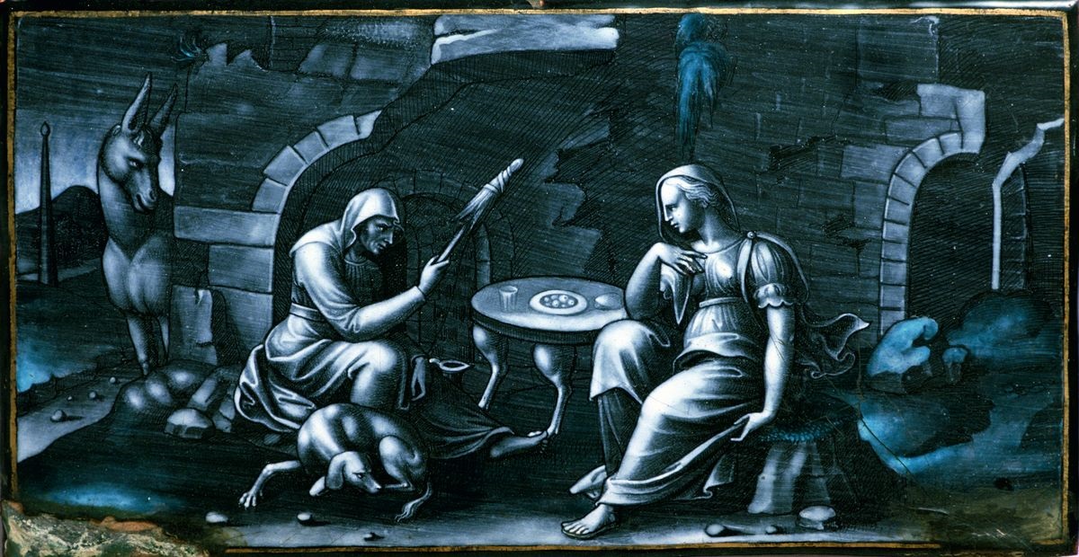 Vieille femme racontant l’histoire de Psyché