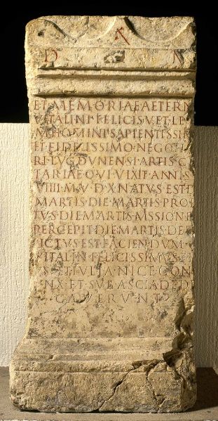 Epitaphe d'un vétéran, négociant en céramiques