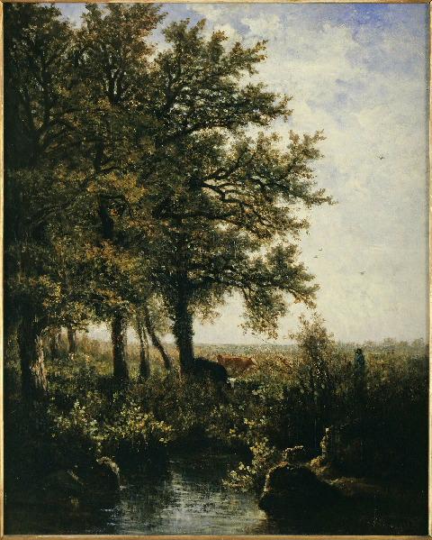 En gardant les vaches ; Paysage d'automne
